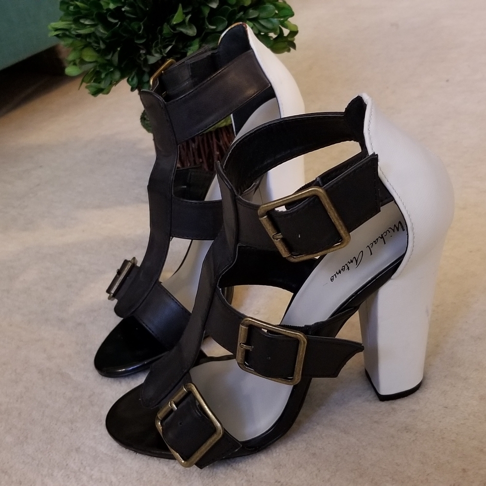 Michael Antonio • Black and White Heel Sandals